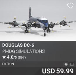 Douglas DC-6 by PMDG Simulations. USD 59.99