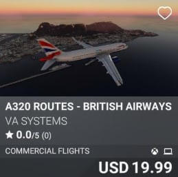 A320 Routes - British Airways - Vol 5 by VA SYSTEMS. USD 19.99