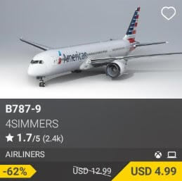 B787-9 by 4Simmers. USD 12.99 (on sale for 4.99)