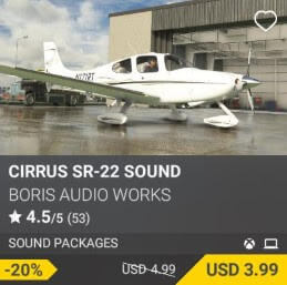 Cirrus SR-22 Sound by Boris Audio Works. USD 4.99 (on sale for 3.99)