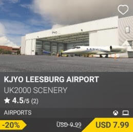 KJYO Leesburg Airport by UK2000 Scenery. USD 9.99 (on sale for 7.99)