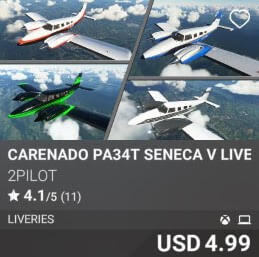 CARENADO PA34T SENECA V LIVERY PACK 02 by 2PILOT. USD 4.99