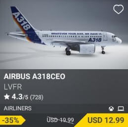 Airbus A318ceo by LVFR. USD 19.99 (on sale for 12.99)