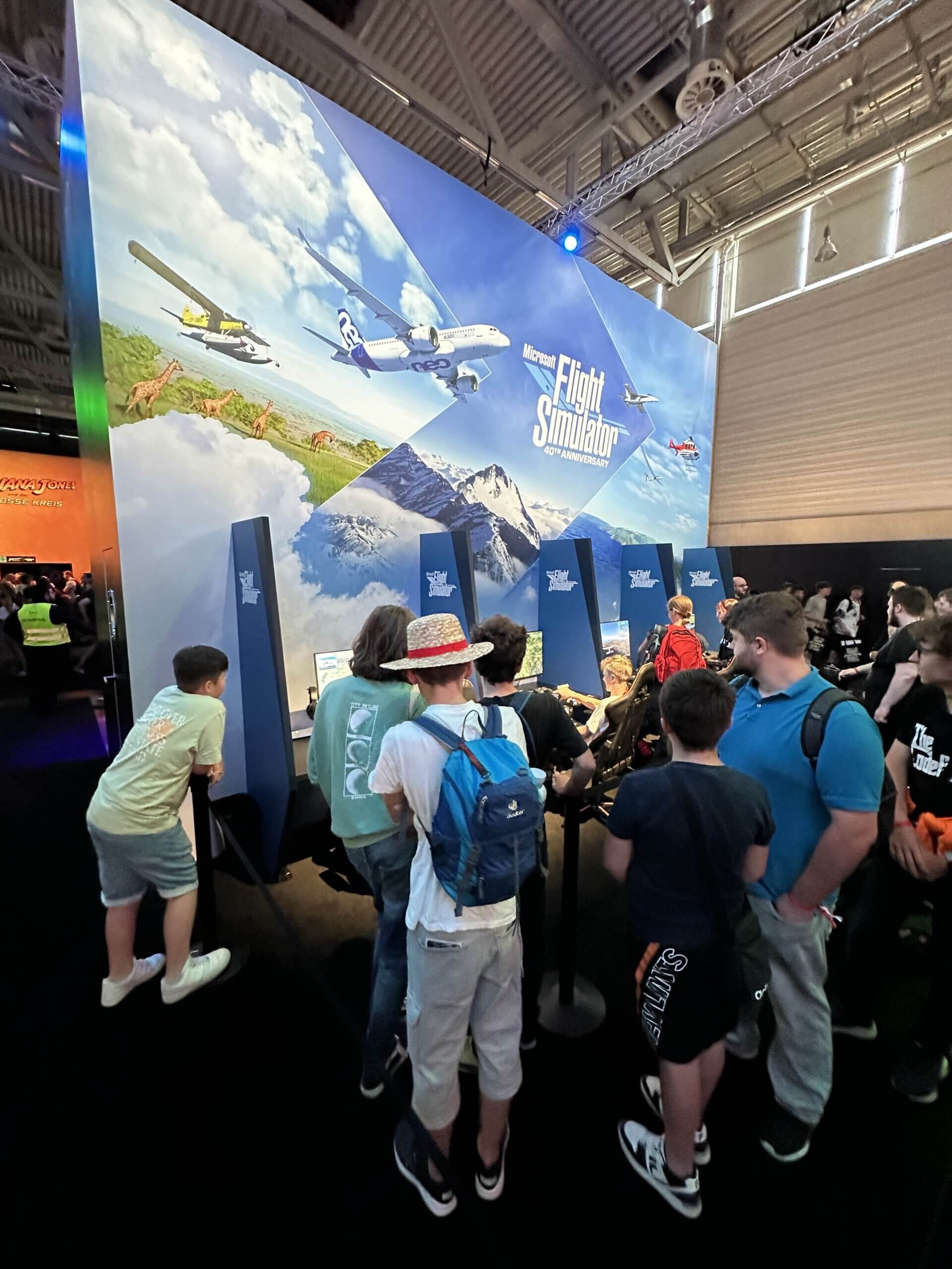 The Microsoft Flight Simulator booth at gamescom 2024 in Cologne, Germany.