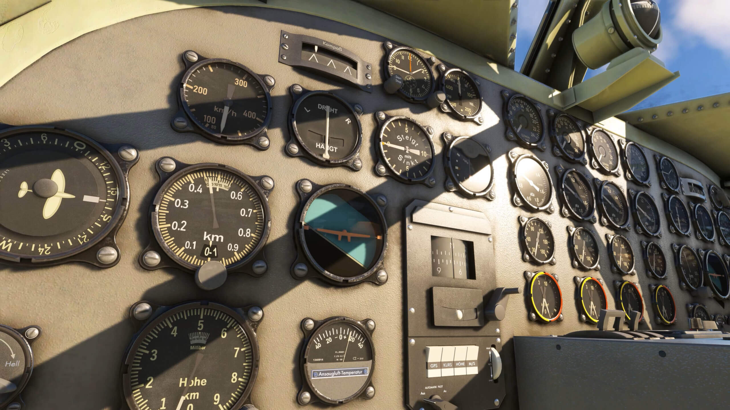 The cockpit instrument panel of an Fw 200 Condor