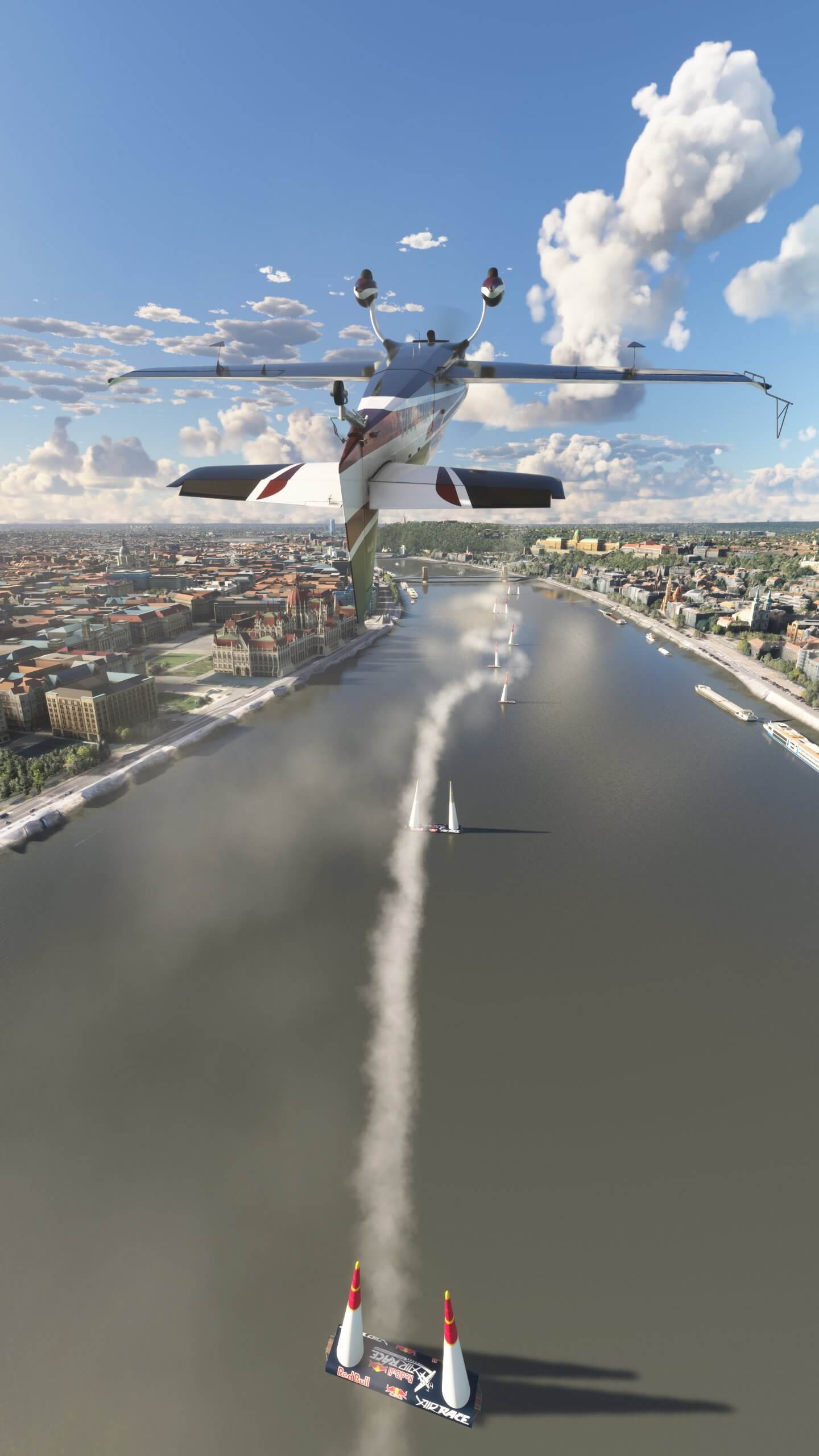 An Extra 330LT flies inverted over Budapest.