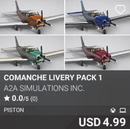 Comanche Livery Pack 1 by A2A Simulations Inc. USD 4.99