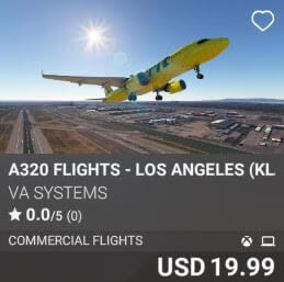 A320 Flights - Los Angeles (KLAX) - Vol 3 by VA SYSTEMS. USD 19.99