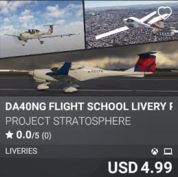 DA40NG Flight School Livery Pack 3 by Project Stratosphere. USD 4.99