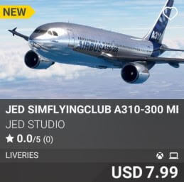 JED simFlyingClub A310-300 Metal Liveries by JED Studio. USD 7.99