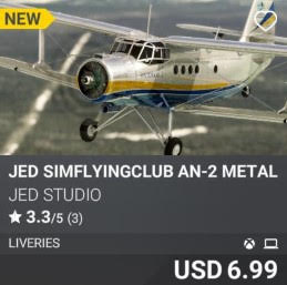 JED simFlyingClub An-2 Metal Liveries by JED Studio. USD 6.99