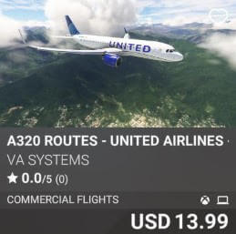 A320 Routes - United Airlines - Vol 1 by VA Systems. USD 13.99