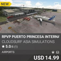 RPVP Puerto Princesa International Airport by Cloudsurf Asia Simulations. USD 14.99