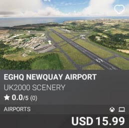 EGHQ Newquay Airport by UK2000 Scenery. USD 15.99