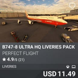 B747-8 ULTRA HQ LIVERIES PACK by Perfect Flight. USD 11.49