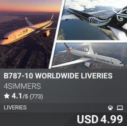 B787-10 Worldwide Liveries by 4Simmers. USD 4.99