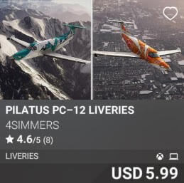 Pilatus PC–12 Liveries by 4Simmers. USD 5.99