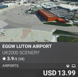 EGGW Luton Airport by UK2000 Scenery. USD 13.99