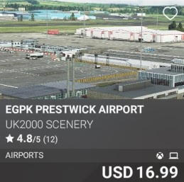 EGPK Prestwick Airport by UK2000 Scenery. USD 16.99