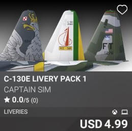 C-130E Livery Pack 1 by Captain Sim. USD 4.99