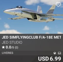 JED simFlyingClub F/A-18E Metal Liveries by JED Studio. USD 6.99