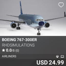 Boeing 767-300ER by RHDSimulations. USD 24.99