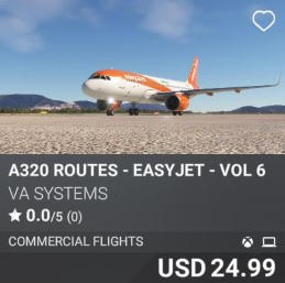 A320 Routes - EasyJet - Vol 6 by VA SYSTEMS. USD 24.99