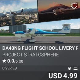 DA40NG Flight School Livery Pack 4 by Project Stratosphere. USD 4.99