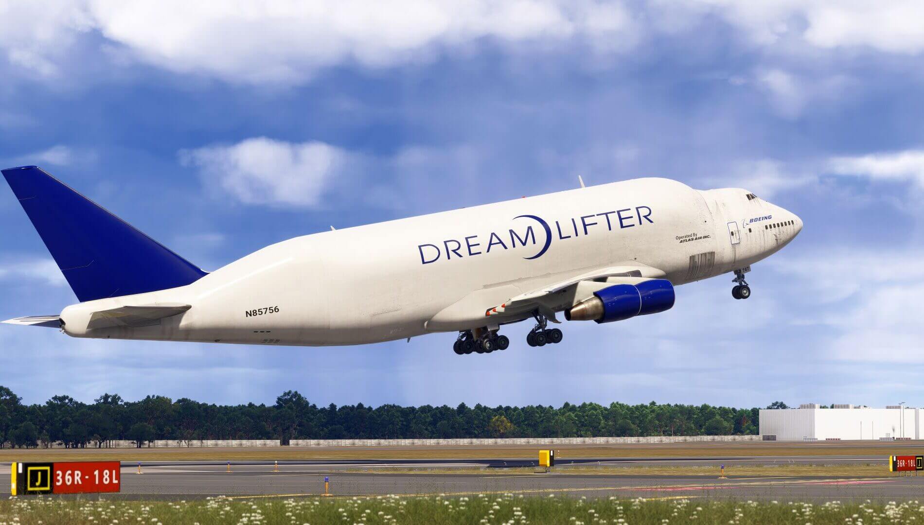 A Boeing DreamLifter taking off