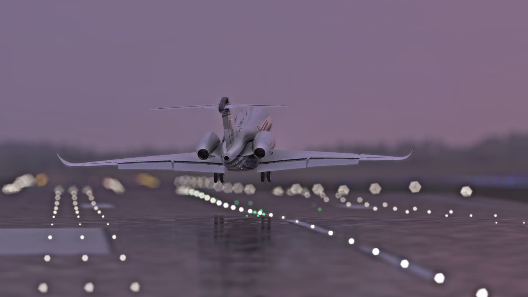 A Cessna Citation Longitude crabs into the wind during a crosswind landing