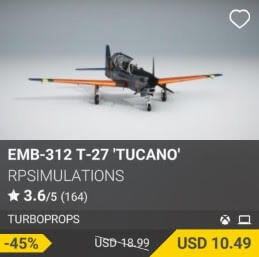 EMB-312 T-27 'TUCANO' by rpsimulations. USD 18.99 (on sale for 10.49)