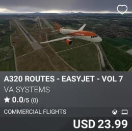 A320 Routes - EasyJet - Vol 7 by VA SYSTEMS. USD 23.99