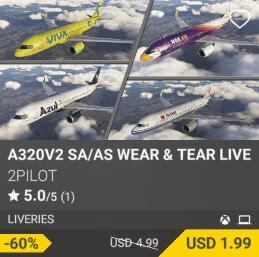 A320V2 SA/AS Wear and Tear Live 2Pilot USD 1.99