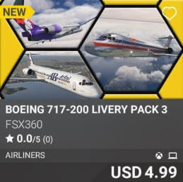 Boeing 717-200 Livery Pack 3 FSX360 USD 4.99