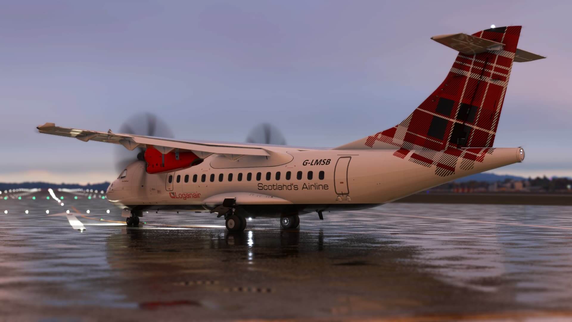 A Loganair ATR lines up for takeoff