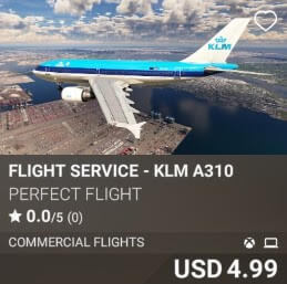 Flight Service - KLM A310 by Perfect Flight. USD 4.99