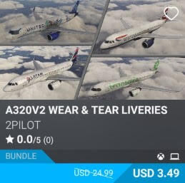 A320V2 WEAR & TEAR LIVERIES by 2PILOT. USD 4.99 (on sale for 3.49)