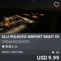 ULLI Pulkovo Airport Night Enhanced by Dreamscenery. USD 9.99