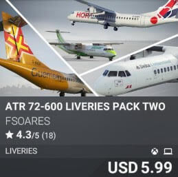 ATR 72-600 Liveries Pack Two by FSoares. USD 5.99