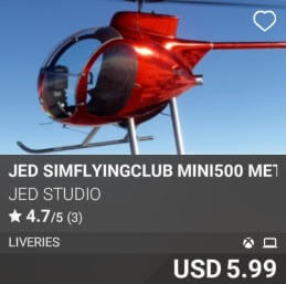 JED simFlyingClub mini500 Metal Liveries by JED Studio. USD 5.99