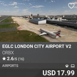 EGLC London City Airport V2 by Orbx. USD 17.99