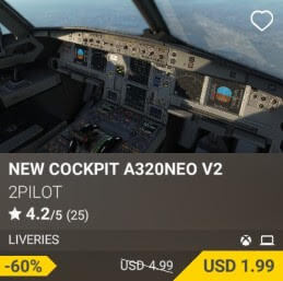 NEW COCKPIT A320NEO V2 by 2PILOT. USD 4.99 (on sale for 1.99)