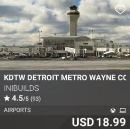 KDTW Detroit Metro Wayne County Airport by iniBuilds. USD 18.99