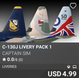 C-130J Livery Pack 1 by Captain Sim. USD 4.99