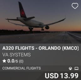 A320 Flights - Orlando (KMCO) - Vol 3 by VA SYSTEMS. USD 13.99