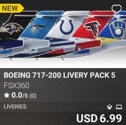 Boeing 717-200 Livery Pack 5 by fsx360. USD 6.99