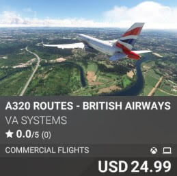 A320 Routes - British Airways - Vol 8 by VA SYSTEMS. USD 24.99