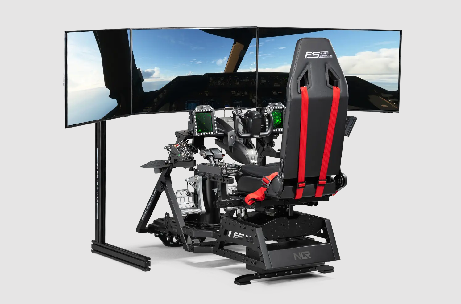 Next Level Racing Flight Simulator Pro and Elite Free Standing Triple Monitor Standing (peripherals sold separately) 