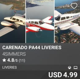 Carenado PA44 Liveries by 4Simmers. USD 4.99