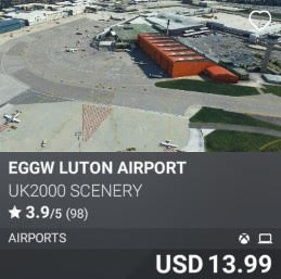 EGGW Luton Airport by UK2000 Scenery. USD 13.99